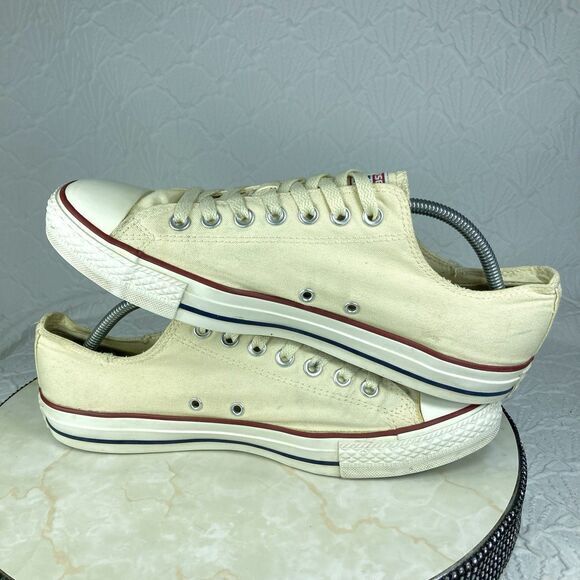 Converse All Star Low Top Sneakers Mens 10.5 Cream Canvas Streetwear Skate Shoes - Picture 10 of 13